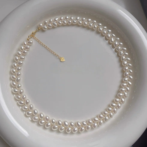 Wheat Rice Baroque Pearl Necklace – Sterling Silver