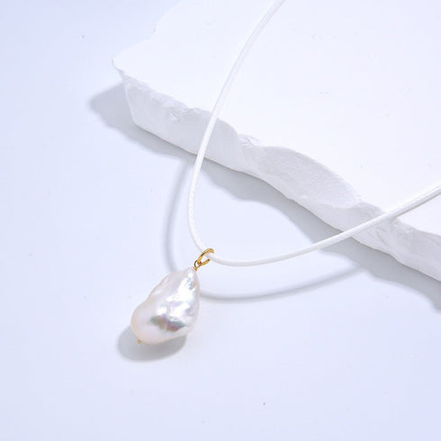 Baroque Pearl Leather Cord Necklace - May-Lynn