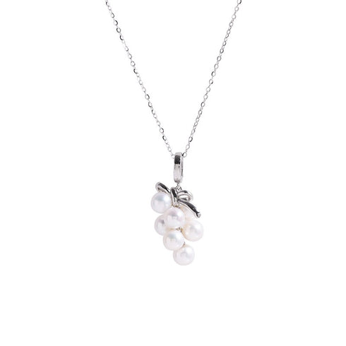 Grapes Pearl Pendant Necklace - Sterling Silver