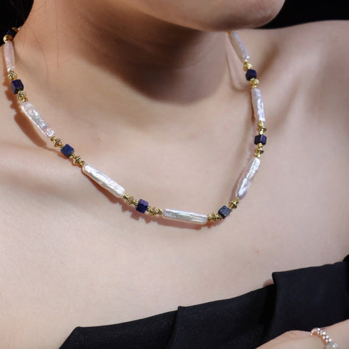 Turquoise Long Baroque Pearl Necklace