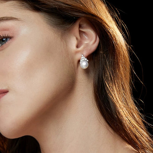 Ice Queen Zirconia Pearl Earrings