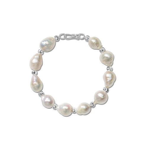 Baroque Pearl Silver Beads Bracelet - Sterling Silver