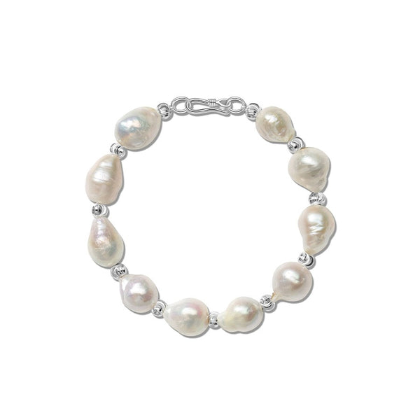 Baroque Pearl Silver Beads Bracelet - Sterling Silver