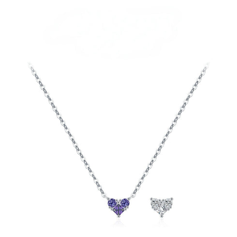 Colorful Birthstone Heart Pendant Necklace - Sterling Silver