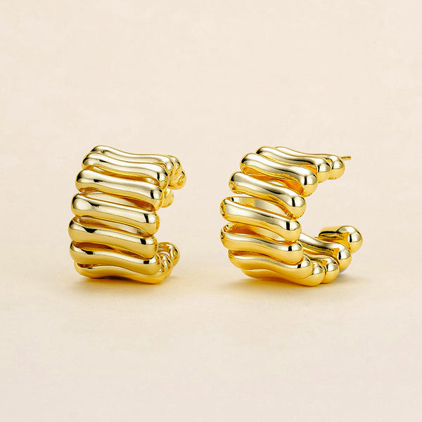 Gold C hoop earrings