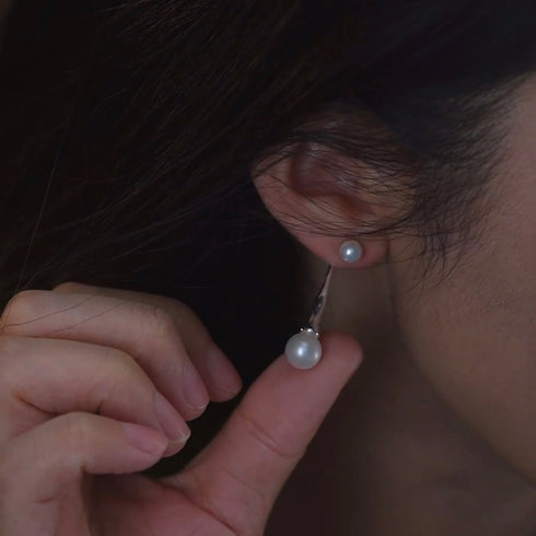 Freshwater Dual Pearl Drop Earrings – Sterling Silver