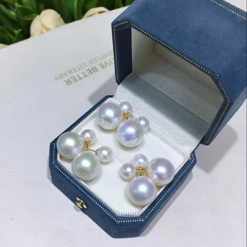 Bold Dual Edison Pearl Stud Earrings - Versatile Design