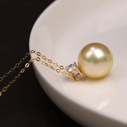 Fairy Drop Golden South Sea Pearl 18K Gold Pendant Necklace