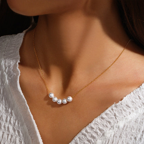 6-7mm Smile White Freshwater Pearl Necklace - May Lynn Jewelry