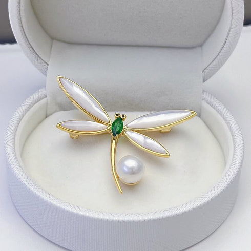 Dragonfly Pearl Brooch