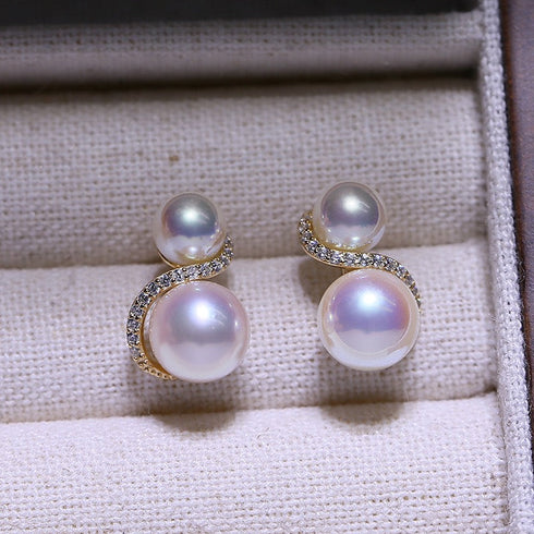 S Shape Double Pearl Earrings - May-Lynn