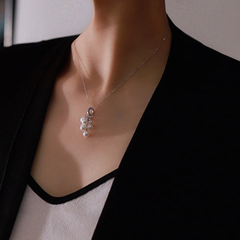 Grapes Pearl Pendant Necklace - Sterling Silver