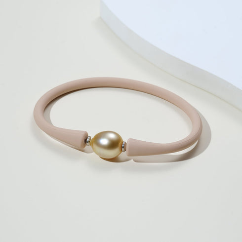 Golden South Sea Baroque Pearl Rubber Band Bracelet
