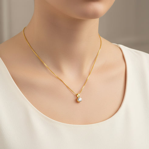 Cube Diamond Pendant Necklace – Gold Vermeil