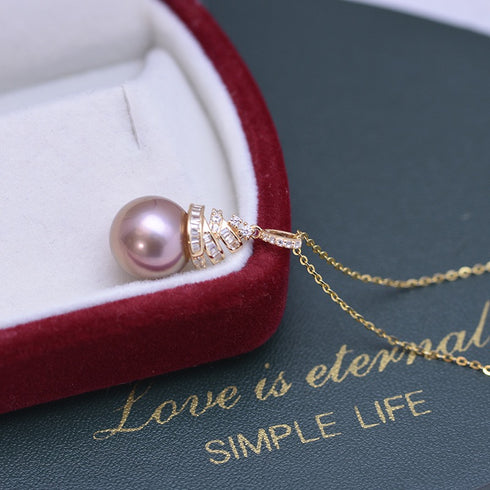 Sparkling Tree White / Purple Pearl Pendant Necklace – Sterling Silver/Gold Vermeil