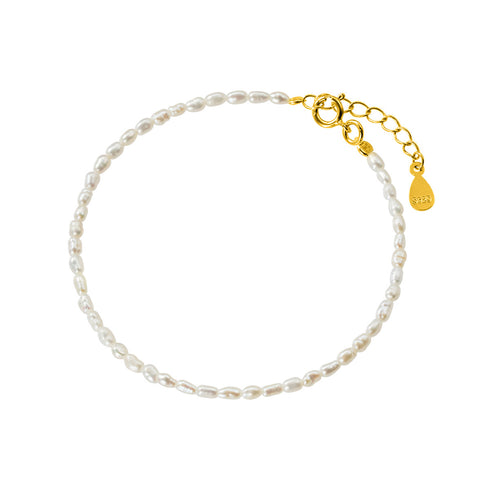 Mini Baroque Rice Pearl Bracelet and Necklace Set – Gold Vermeil