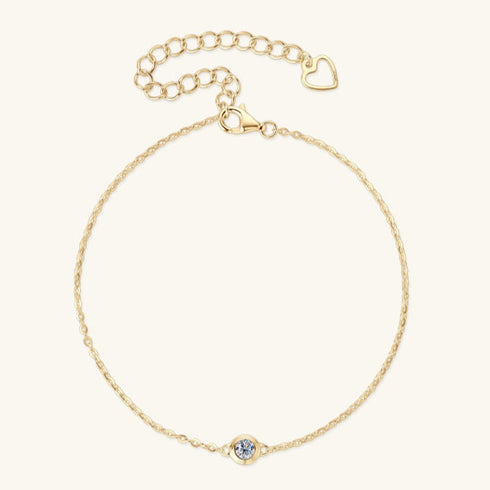 0.10 CT Classic One Round Cut Diamond Bracelet (Gold)