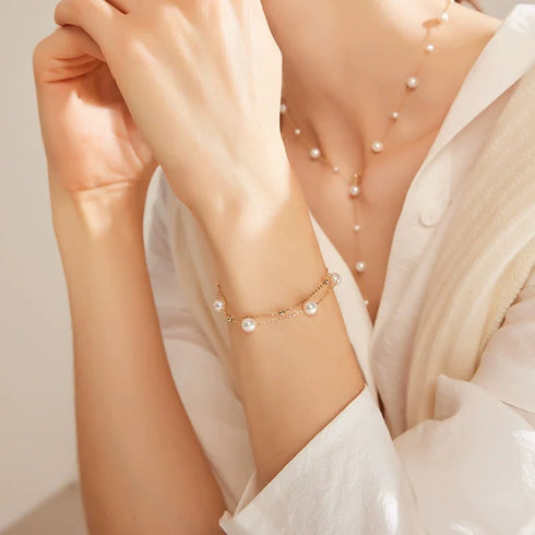 Layered Pearl Bracelet - Sterling Silver