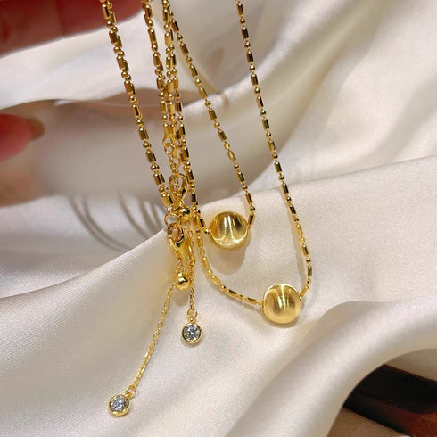 Gold Ball Thread Necklace - Gold Vermeil / Sterling Silver