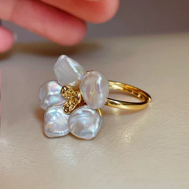 Keshi Pearl Flower Petal Ring