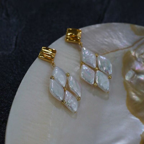 Rhombic Freshwater Baroque Pearl Gold Chain Necklace – Gold Plated