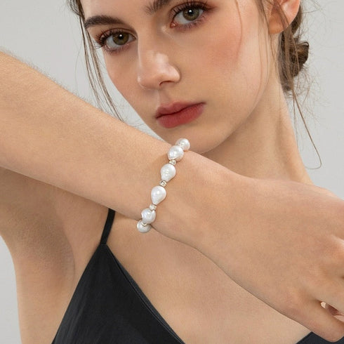 Baroque Pearl Silver Beads Bracelet - Sterling Silver