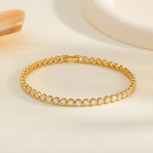 Full Round Tennis Moissanite Gold Bracelet