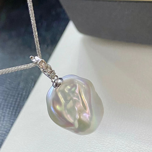 High Luster Baroque Pearl Pendant Necklace - Sterling Silver