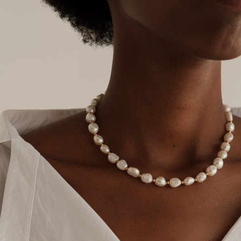 ELISA Baroque Pearl Necklace - 18K Gold Plated