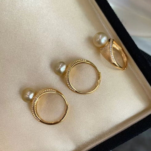 Golden South Sea Pearl Matte Ring – Gold Vermeil