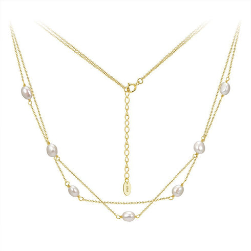 Baroque Freshwater Pearl Layered Necklace – Sterling Silver