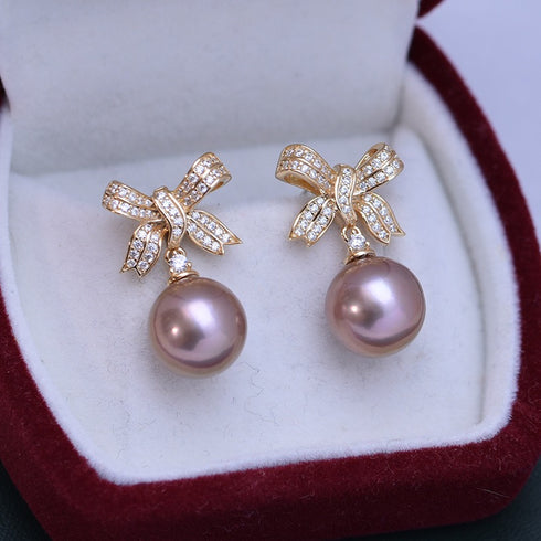 Bow Drop Pearl Earrings – Sterling Silver / Gold Vermeil