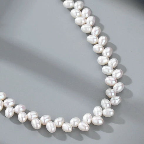 Wheat Rice Baroque Pearl Necklace – Sterling Silver
