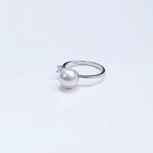 Freshwater Pearl & Zirconia Open Ring