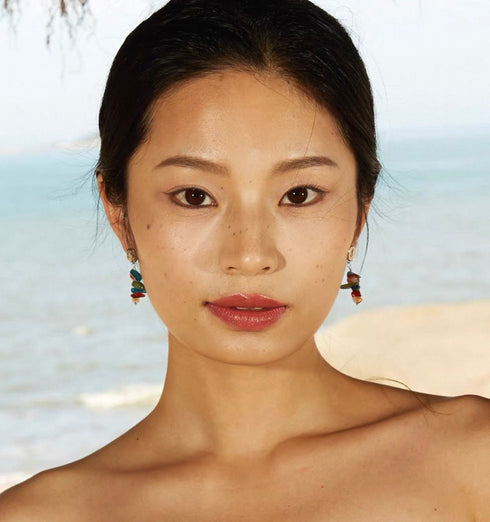 Rainbow Irregular Gemstone Drop Earrings