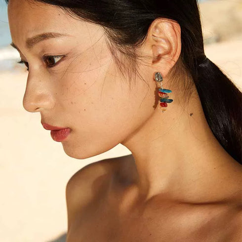 Rainbow Irregular Gemstone Drop Earrings