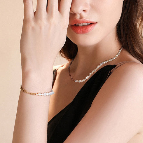Baroque Pearl Chain Bracelet & Necklace Set – Sterling Silver