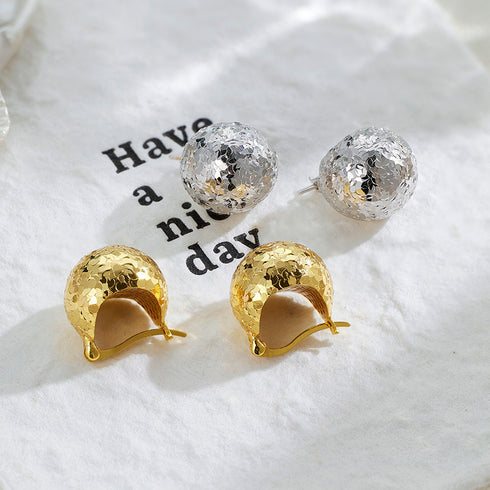 Shiny Gold Chip Hoops – Gold Vermeil/Sterling Silver