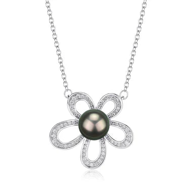Tahitian Pearl Flower Pendant Necklace