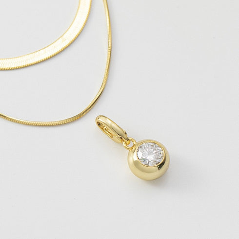 Layered 1ct Round Moissanite Pendant Necklace - Gold / Silver