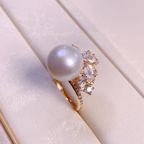 Radiant Halo Pearl Ring - Sterling Silver/ Gold Vermeil