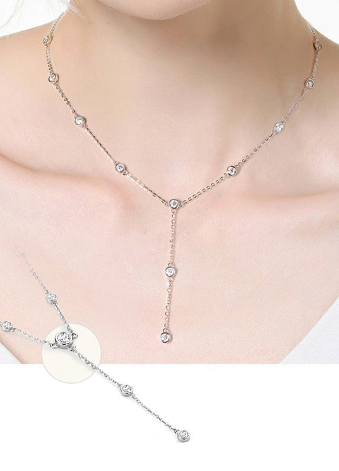 Sparkling Bubble Y Shaped Moissanite Necklace