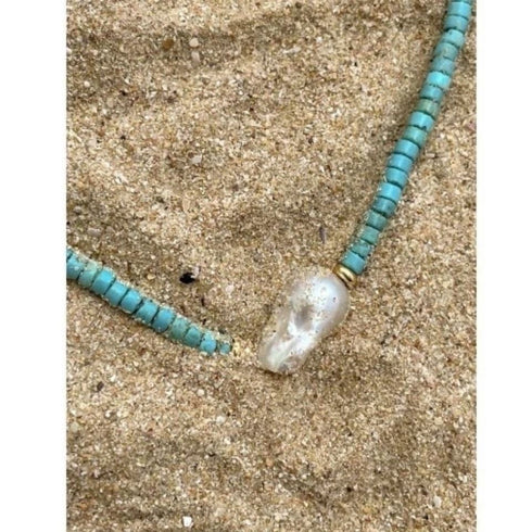 Large Baroque Pearl Turquoise Necklace