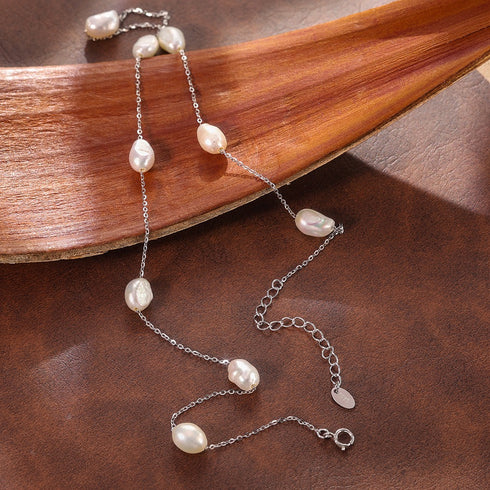 Baroque Freshwater Pearl Necklace and Earrings Set – Sterling Silver