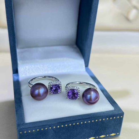 Aurora Iridescent Purple Pearl Ring