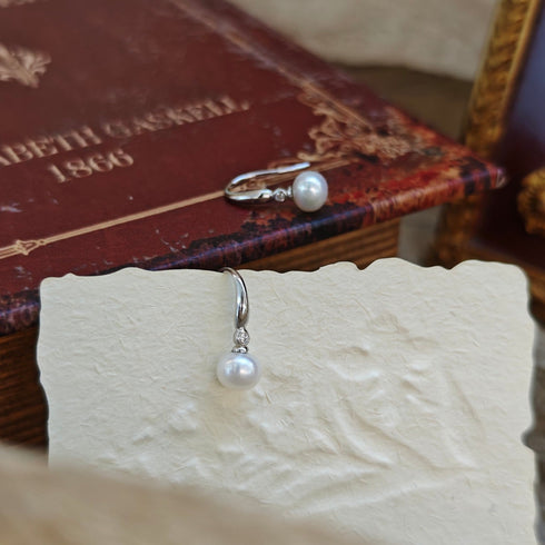 Oval Small Freshwater Pearl Silver Hook Earrings