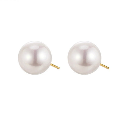 Power Pearl Stud Earrings - 18K Gold Vermeil