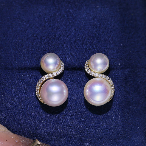 S Shape Double Pearl Earrings - May-Lynn