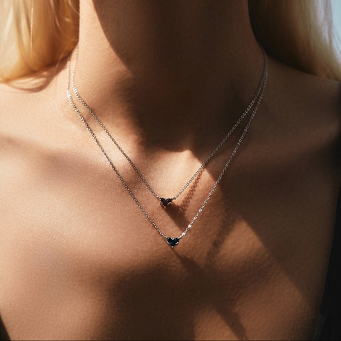 Colorful Birthstone Heart Pendant Necklace - Sterling Silver