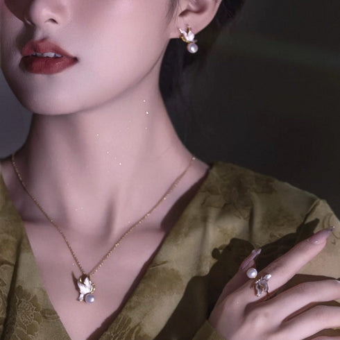 Butterfly Freshwater Pearl Stud Earrings